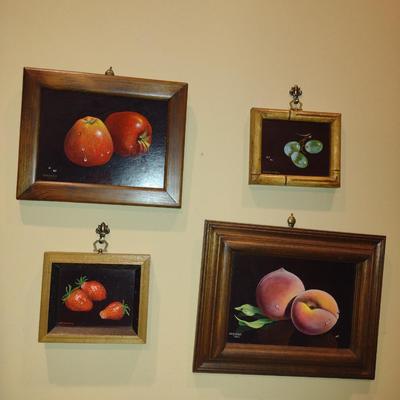 Collection of Framed Kitchen Art- Some Hand Painted by Local Artist