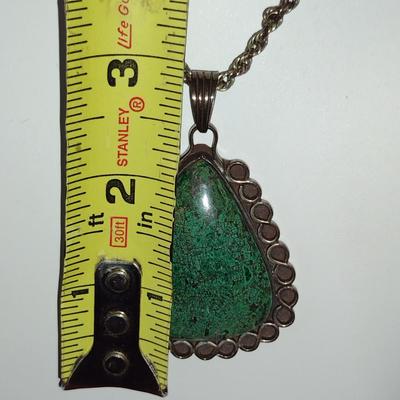 Sterling Silver Necklace- Chain and Chunky Stone Pendant