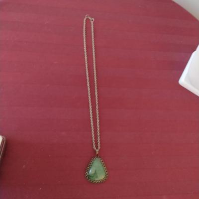 Sterling Silver Necklace- Chain and Chunky Stone Pendant