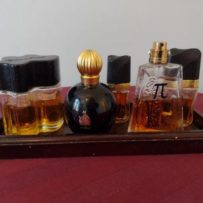 Collection of Women's Cologne with Wooden Dresser Tray- Assorted Makers