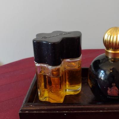 Collection of Women's Cologne with Wooden Dresser Tray- Assorted Makers