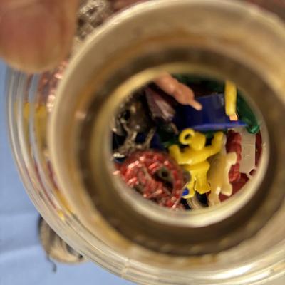 Vintage Lamp Filled With Small Vintage Toys