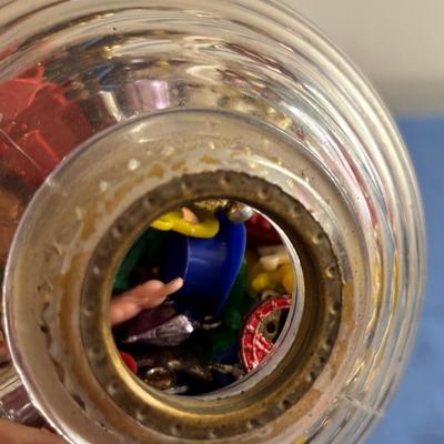 Vintage Lamp Filled With Small Vintage Toys
