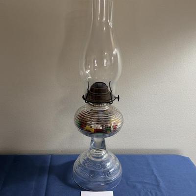 Vintage Lamp Filled With Small Vintage Toys