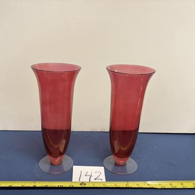 Vintage Blood Red Vases