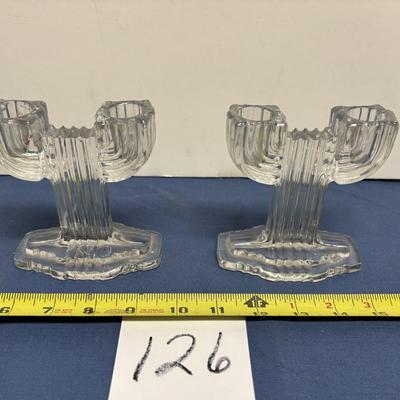 Vintage Anchor Hocking Queen MaryDouble Candlesticks