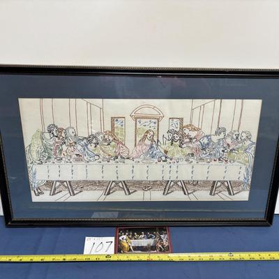 Beautiful Vintage Embroidered Last Supper