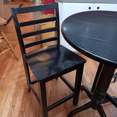 COUNTER HEIGHT DROP LEAF CAFE STYLE TABLE AND 2 CHAIRS