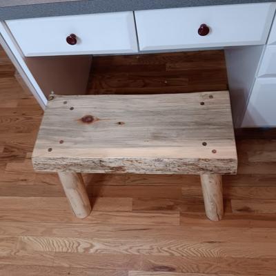 LIVE EDGE WOODEN STOOL