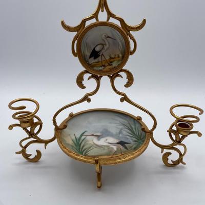 Brass/Porcelain Pocket Watch Holder