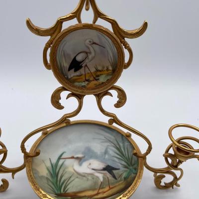 Brass/Porcelain Pocket Watch Holder