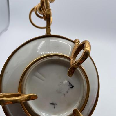 Brass/Porcelain Pocket Watch Holder