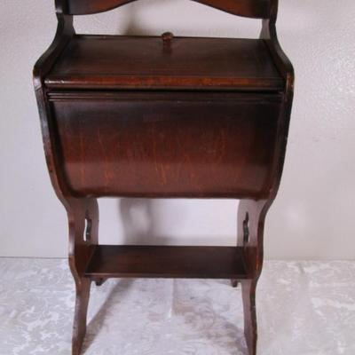 Vintage standing wood sewing box