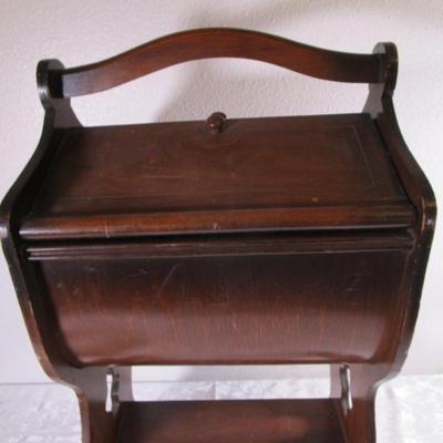 Vintage standing wood sewing box
