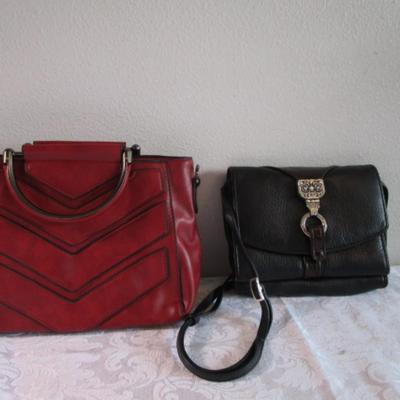 2 handbags, one is Brighton Nepal, one is red