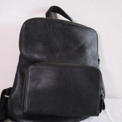 Black lined mini backpack