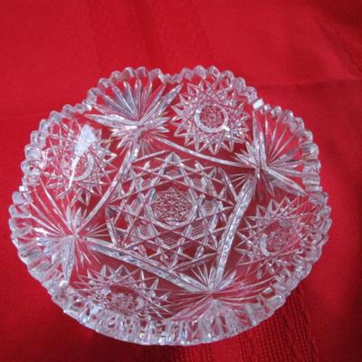 Vintage American brilliant cut glass dish with Hob star pattern