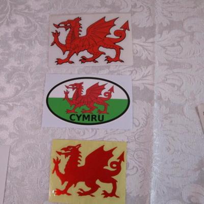 Various stickers and 1 postcard
