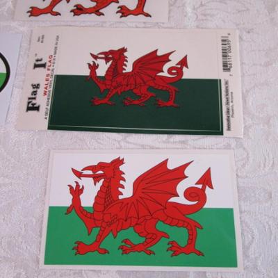 Various stickers and 1 postcard