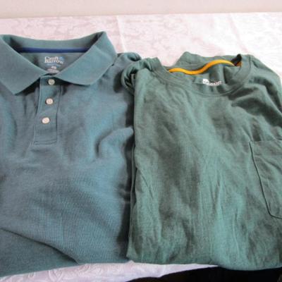 Croft & Barrow polo shirt, teal; Brene green t-shirt