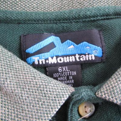 2 Tri-Mountain brand green polo shirts