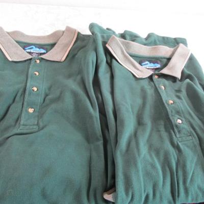 2 Tri-Mountain brand green polo shirts