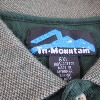 2 Tri-Mountain brand green polo shirts
