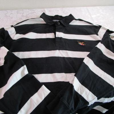 American Living polo shirt, black & white striped