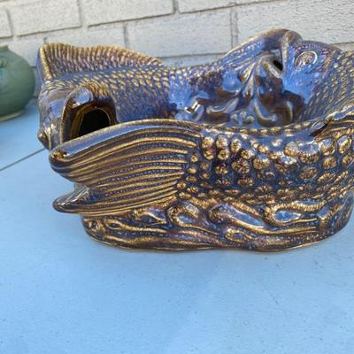 Glazed double fish bowl