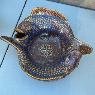 Glazed double fish bowl