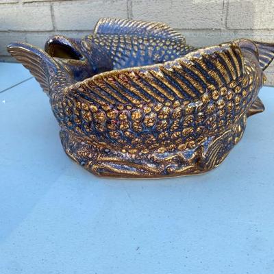Glazed double fish bowl