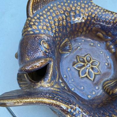 Glazed double fish bowl