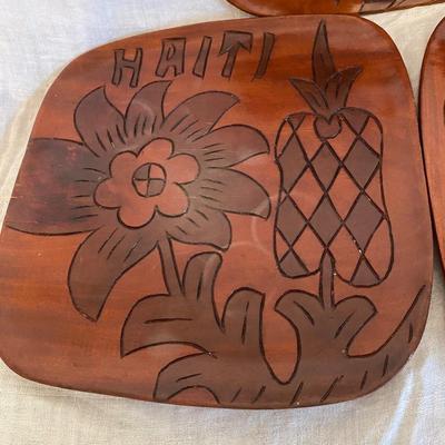 Vintage Haitian Folk Art Hand Carved trays Wall Decor