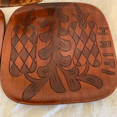 Vintage Haitian Folk Art Hand Carved trays Wall Decor