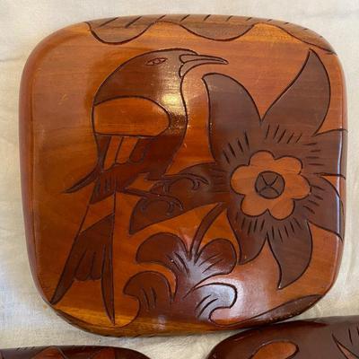 Vintage Haitian Folk Art Hand Carved trays Wall Decor