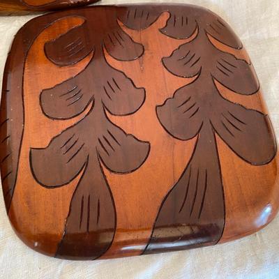 Vintage Haitian Folk Art Hand Carved trays Wall Decor