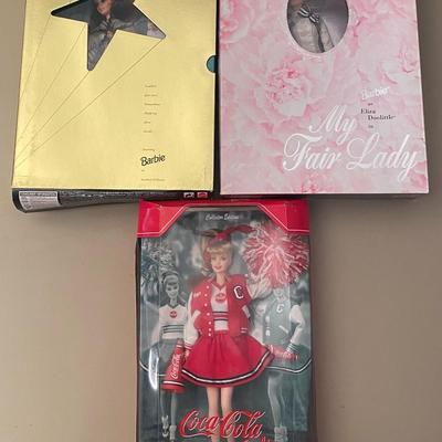 Lot of 3 Barbie Dolls My Fair Lady, Coca Cola, Hollywood Legend's Collections