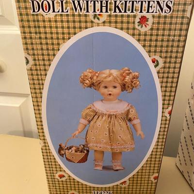 Lot 2 Dolls Porcelain Doll with Kittens