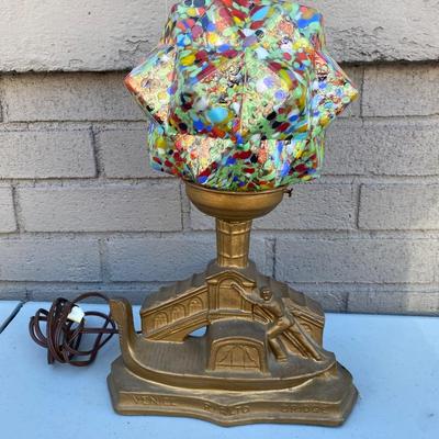 "End of Day" Art Deco Glass Lamp Venice Rialto bridge Base