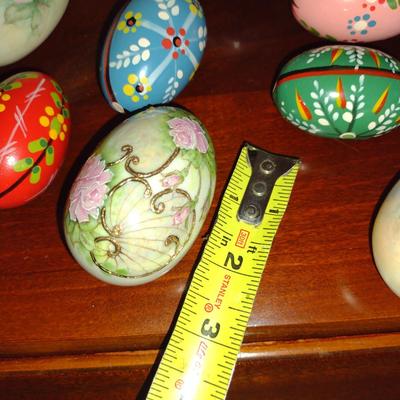 Terra Cotta Basket with Hand Painted Porcelain and Wooden Eggs