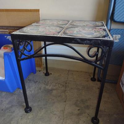 Metal Frame, Tile Top Side Table/Plant Stand- Approx 16" Square