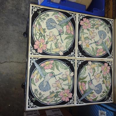 Metal Frame, Tile Top Side Table/Plant Stand- Approx 16" Square