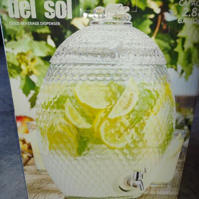 Del Sol Glass Beverage Dispenser with Spigot- 2.88 Gallon Capacity
