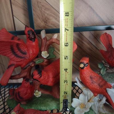 Collection of Ceramic and Composite Cardinal Bird Figurines
