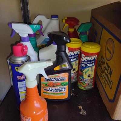 Assorted Gardening Solutions- Fertilizer, Weed Control, etc.- Contents of Shelf- Shelf Not Included
