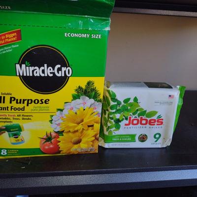 Assorted Gardening Solutions- Fertilizer, Weed Control, etc.- Contents of Shelf- Shelf Not Included