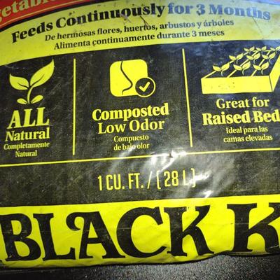 Two Bags of Black Kow Compost Garden Fertilizer- 1 Cubic Foot Each