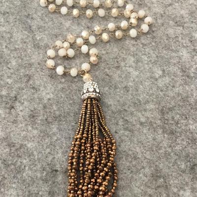 Beautiful Faceted glass beaded tassel necklace