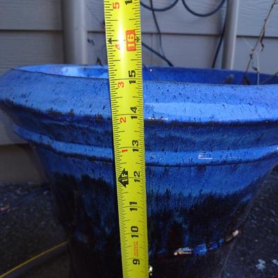 Large Glazed Ceramic Planter Pot- Approx 17 1/2" in Diameter, 15" Tall