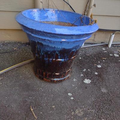Large Glazed Ceramic Planter Pot- Approx 17 1/2" in Diameter, 15" Tall